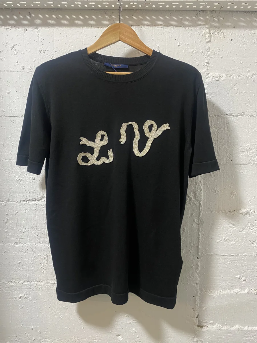 Louis Vuitton Embroidered T-Shirt Black | MASSIMOLUXURYOUTLET