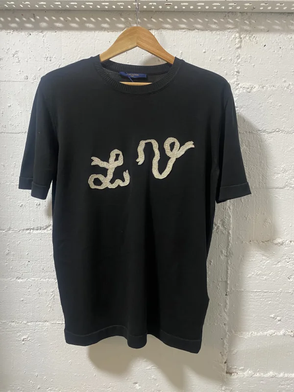 Louis Vuitton Embroidered T-Shirt Black | MASSIMOLUXURYOUTLET