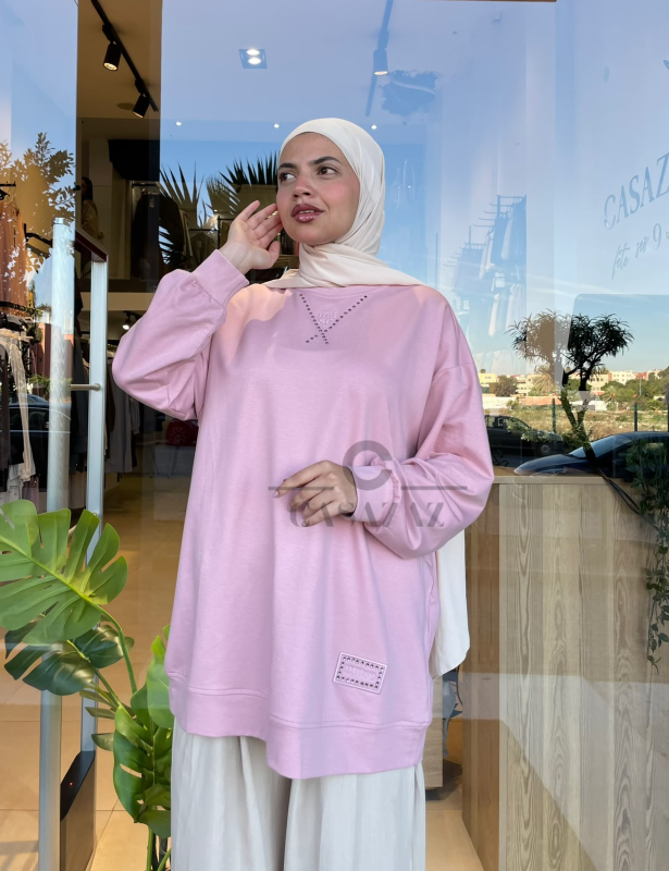 Sweatshirt avec strass et broderie | CasaZaz