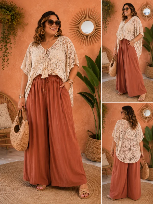 Pantalon " lya" 42 au 52 terracotta  | Les Chics Filles by Sab 
