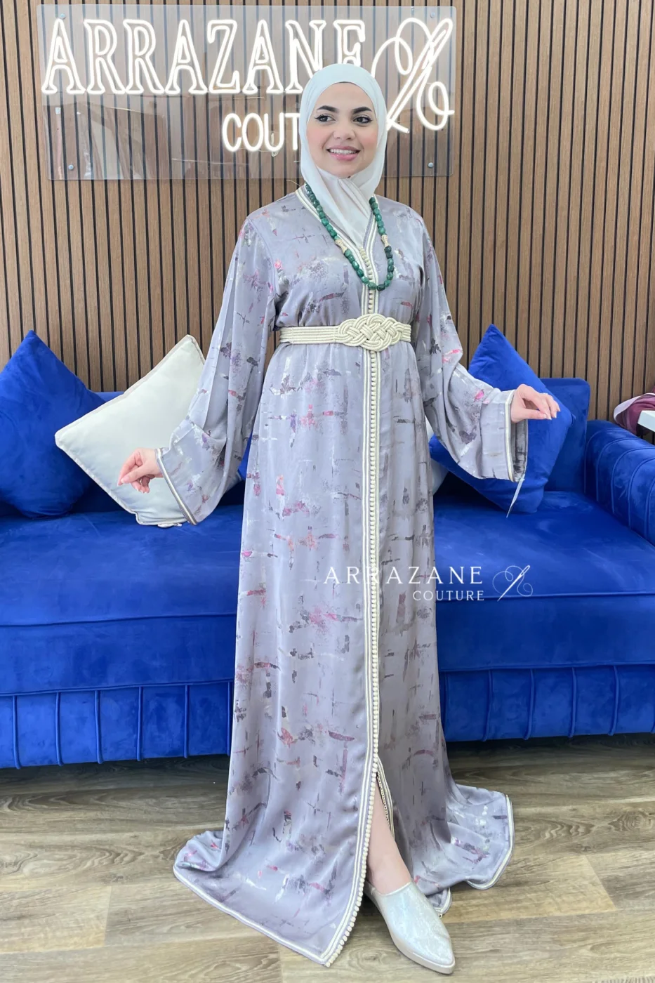 Caftan Foisse Imprime Dfira Violet | CasaZaz