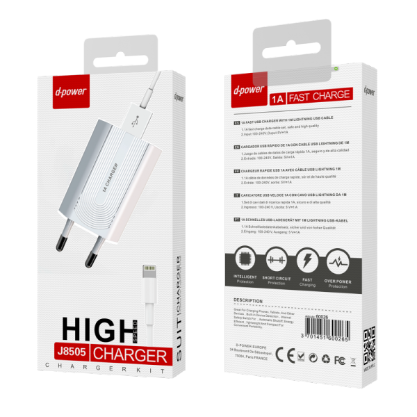 Prise secteur + câble lightning J8505 | Beauty phone 