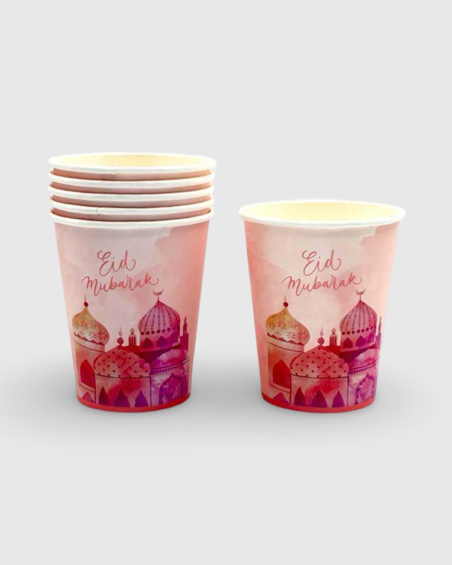 LOTS 6 PCS GOBELETS EN CARTON EID -  MOSQUÉE ROSE (250ML) | AMCOSMETIK