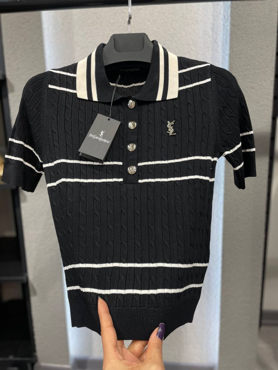 Yves Sain Laurent Polo T-Shirt Women Black | MASSIMOLUXURYOUTLET