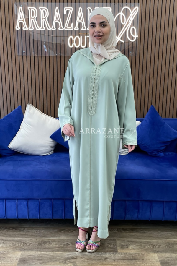 Djellaba Crêpe Zwak Lamallam Vert Eau | CasaZaz