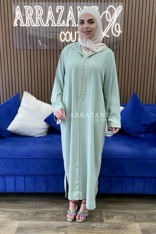 Djellaba Crêpe Zwak Lamallam Vert Eau | CasaZaz