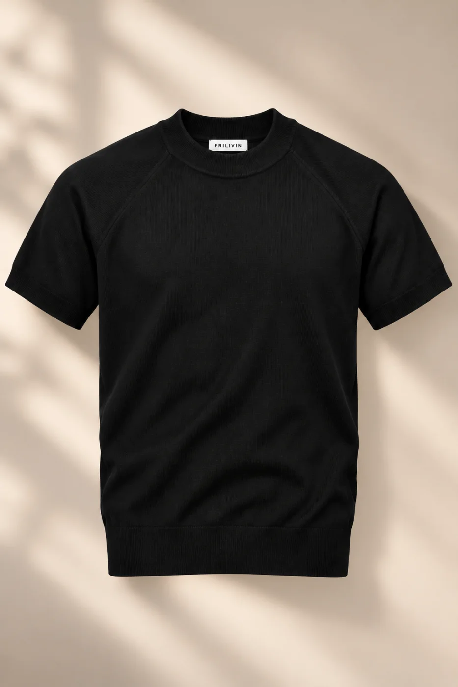 T-Shirt de malha Frilivin meia Gola em Preto Cod. | definne