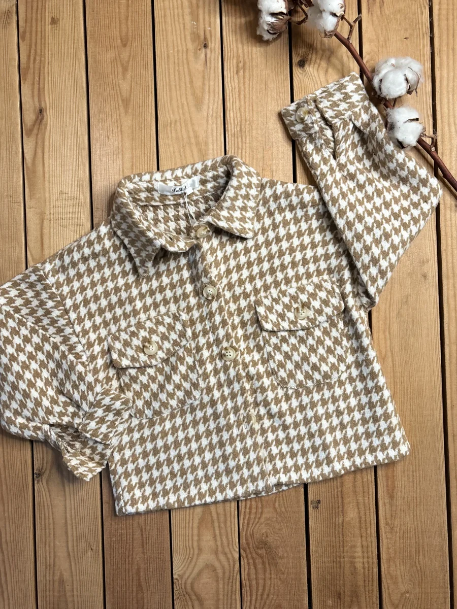 Veste en pied de poule beige  | Lena in Love 