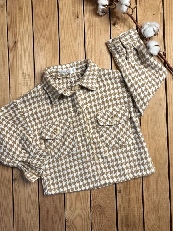 Veste en pied de poule beige  | Lena in Love 