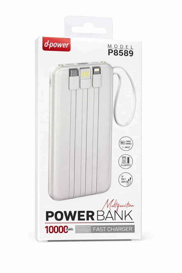 Powerbank avec Cable White 10000mAh P8589  | Beauty phone