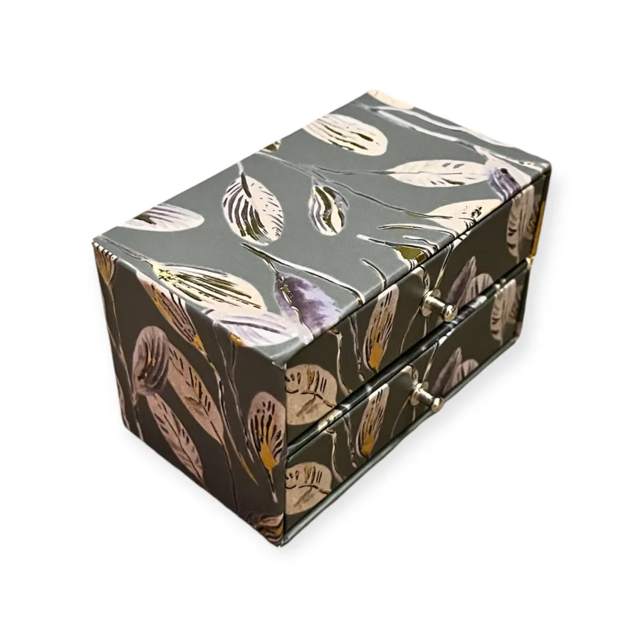 Fashion Paper - Trinket Box with Drawers, (Sable) 4.75x2.75x2.75 in.  | Home & Kitchen Delights
