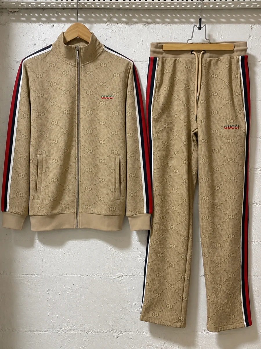 Gucci Tracksuit Set Featuring iconic all-over GG Monogram Beige | 