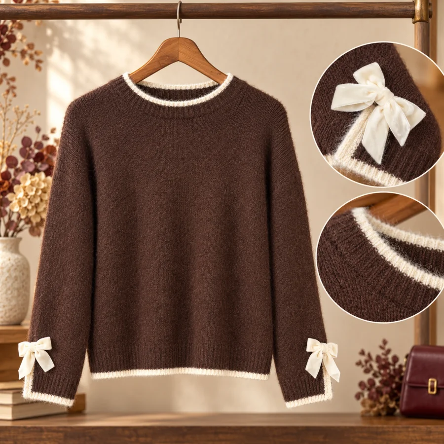 Pull " céleste " marron 38 au 48 | Les Chics Filles by Sab