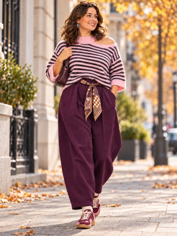 Pantalon " lola" bordeaux 38 au 46/48 | Les Chics Filles by Sab