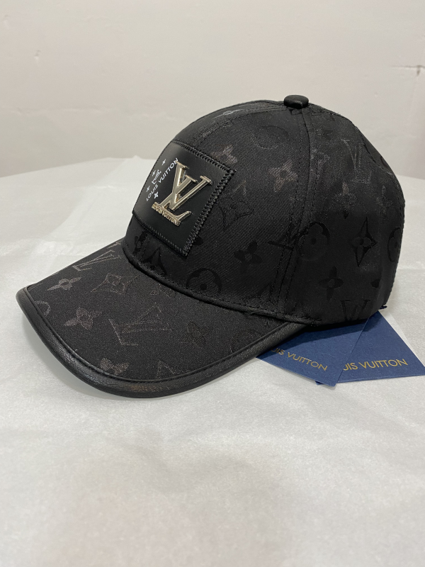 Louis Vuitton Cap Black Leather Detail LV  | MASSIMOLUXURYOUTLET