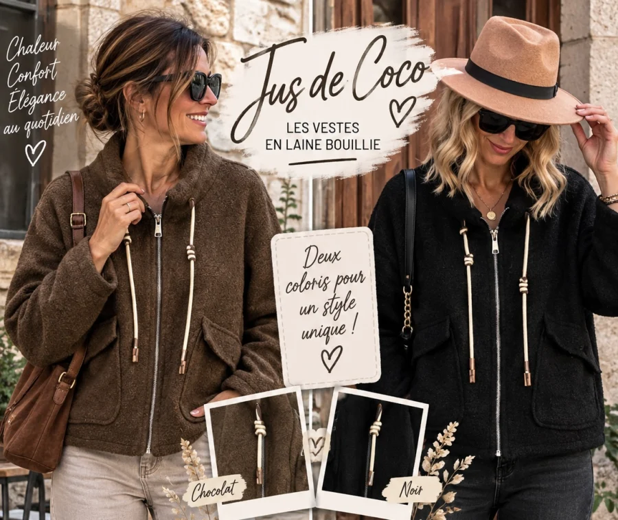 Manteau zip laine bouillie | Jus de coco