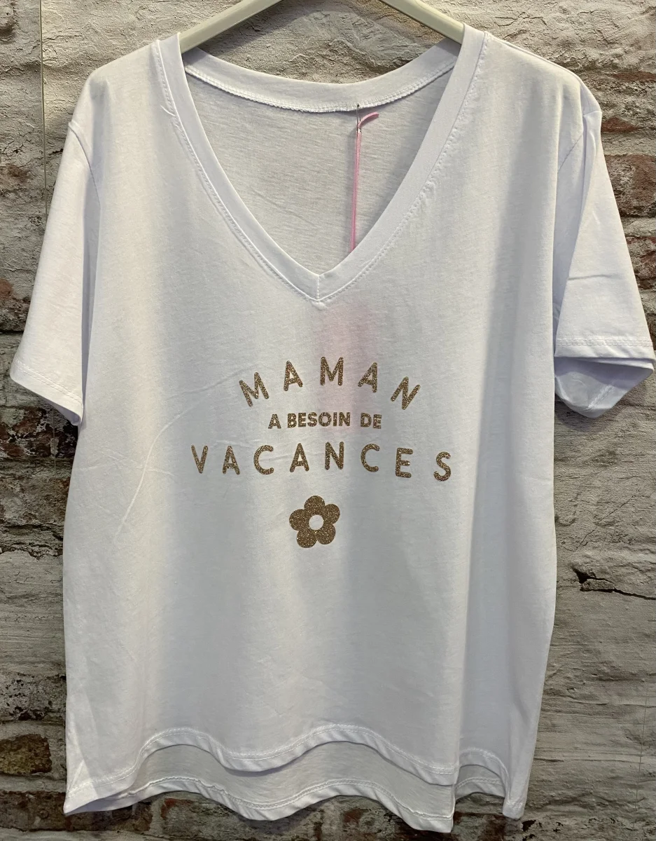 Tshirt maman a besoin de vacances  | Jus de coco 