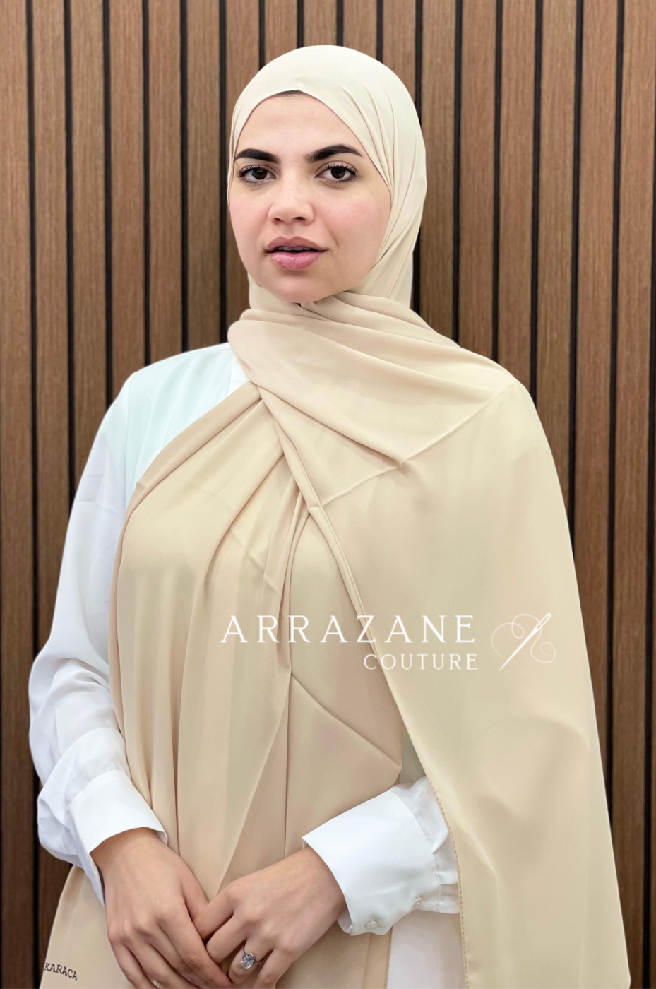 Châle Crêpe Uni Crème Foncè | CasaZaz