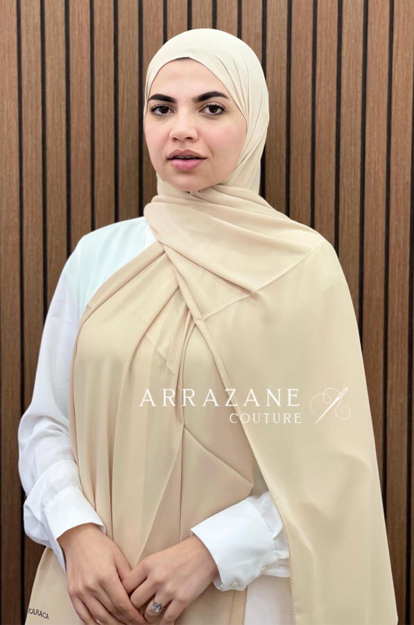 Châle Crêpe Uni Crème Foncè | CasaZaz