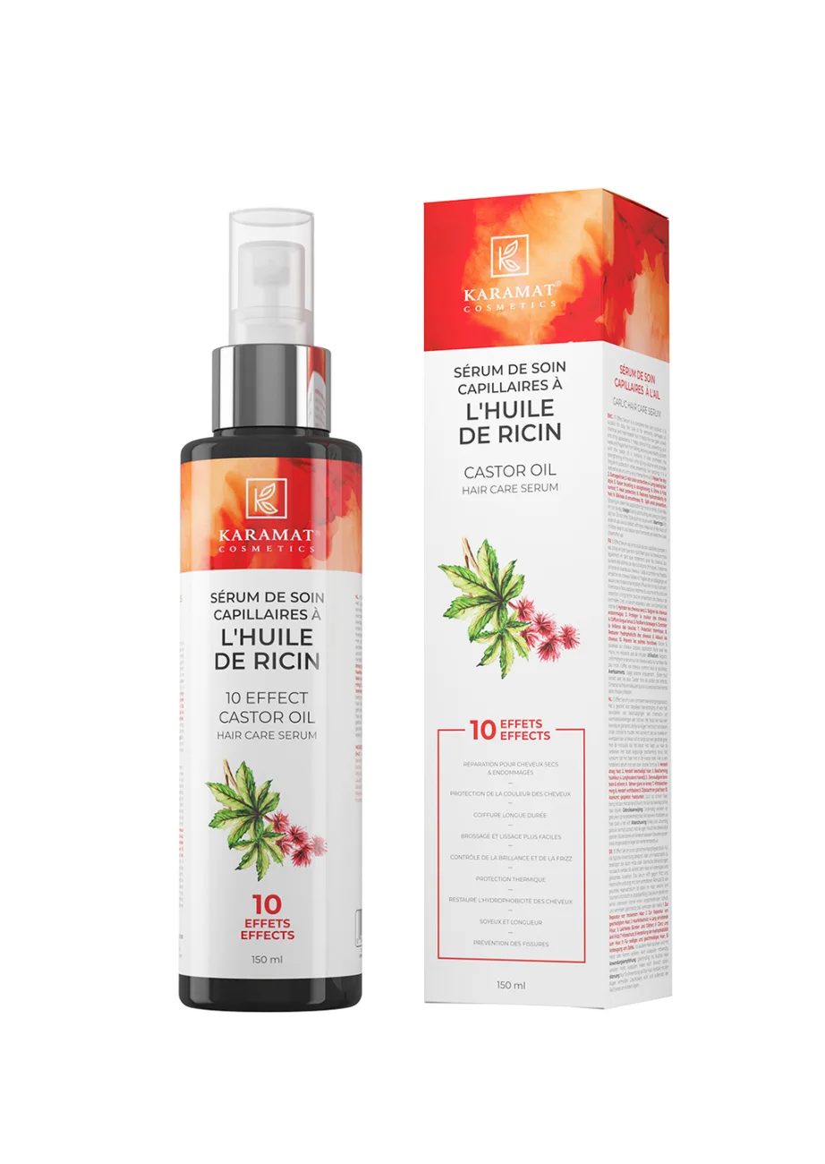 SÉRUM DE SOIN CAPILLAIRES À L'HUILE DE RICIN 150 ml  RESTAURE L'HYDROPHOBICITÉ DES CHEVEUX | AMCOSMETIK