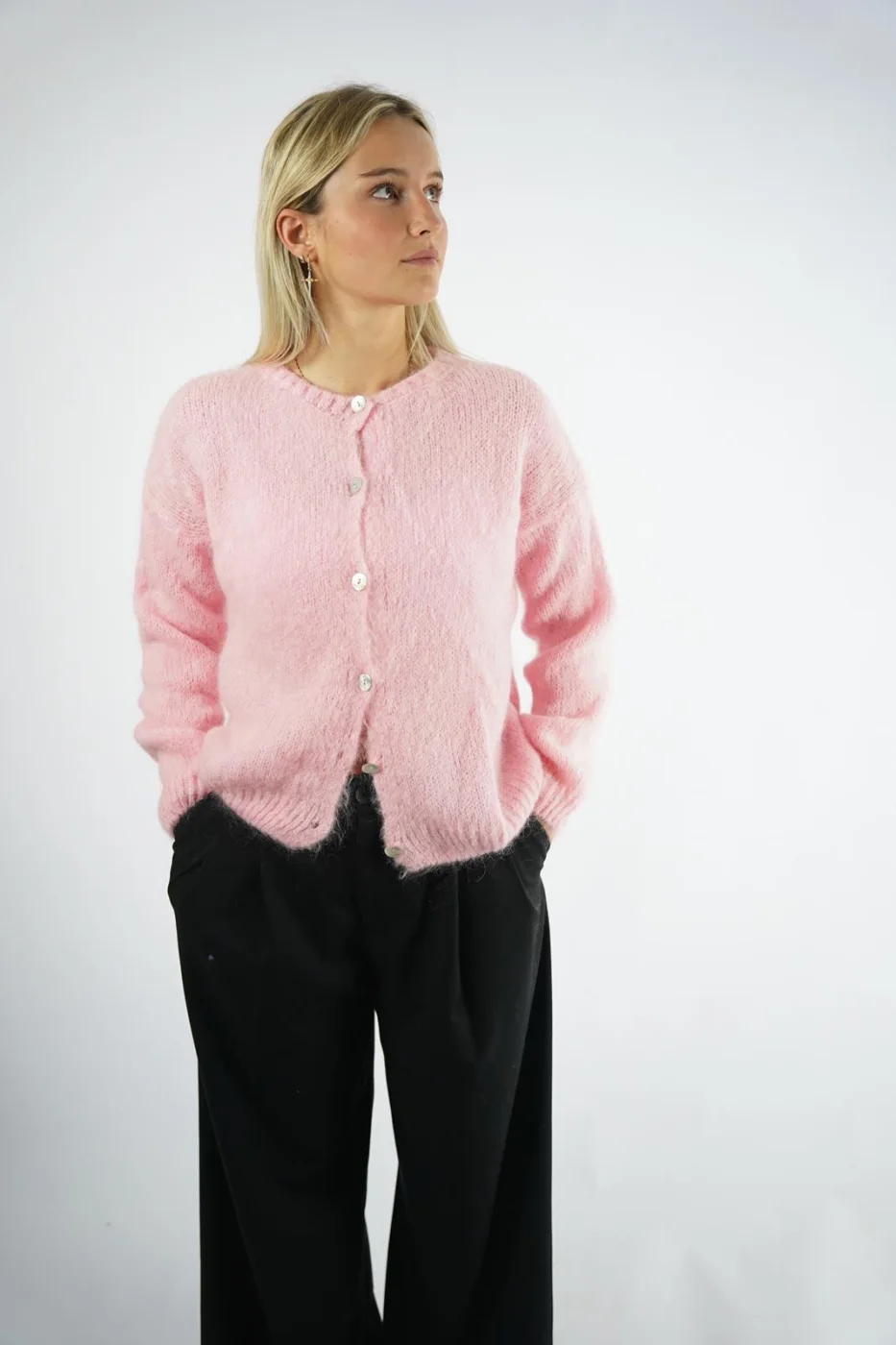 Knit Button Front Cardigan  | Salsa Color