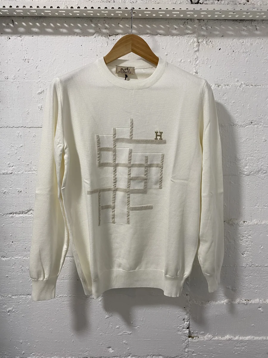 Hermes Paris Sweater Ecru H Silver | MASSIMOLUXURYOUTLET