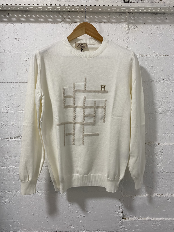 Hermes Paris Sweater Ecru H Silver | MASSIMOLUXURYOUTLET