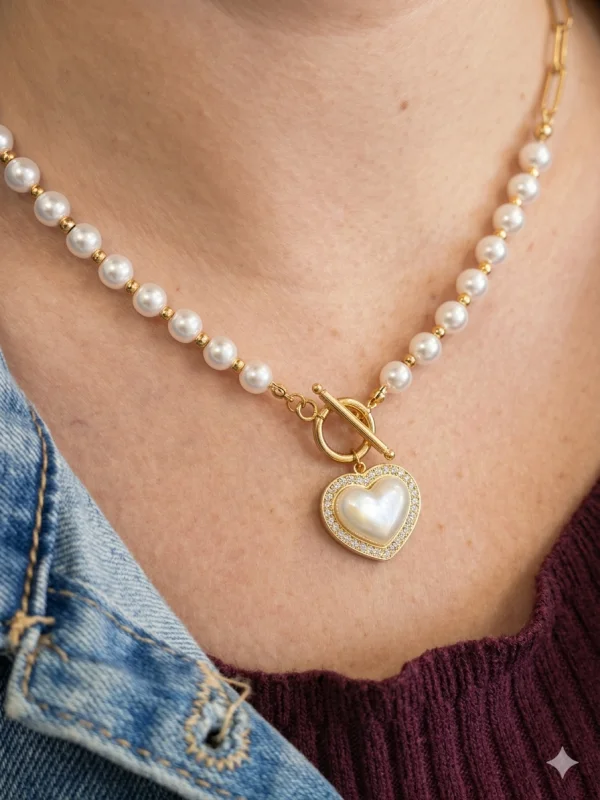 Collier coeur nacré | Neyla