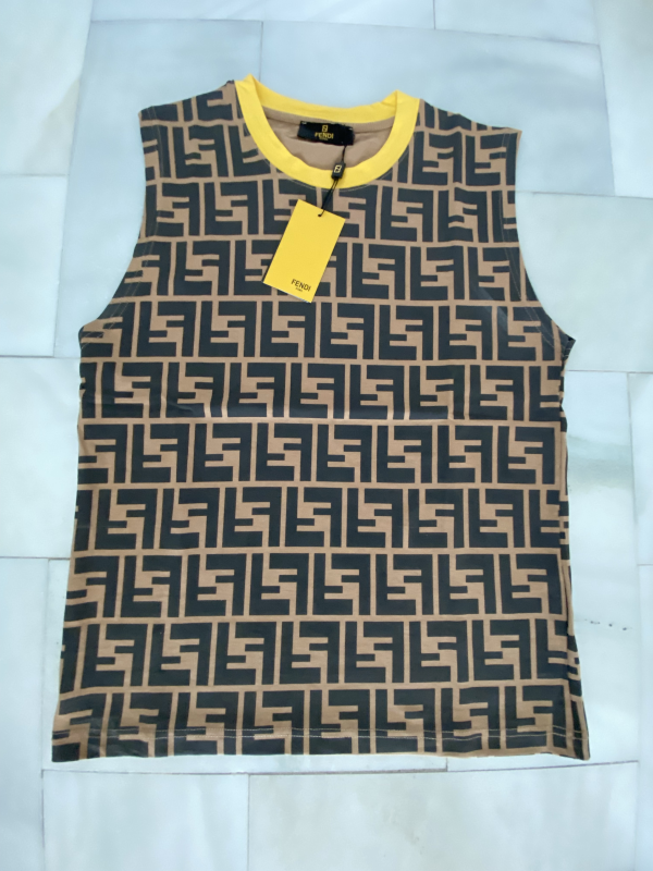 Fendi Roma Unisex T-Shirt Sleeveless Brown  | MASSIMOLUXURYOUTLET