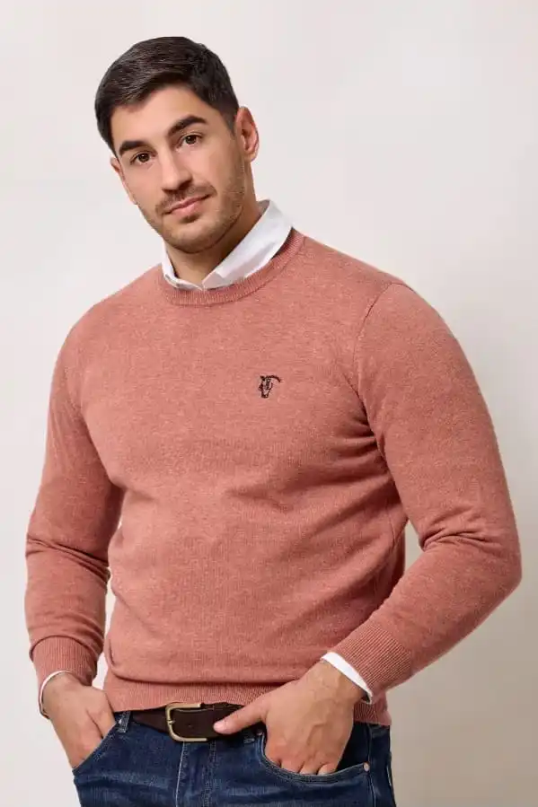 SUÉTER LA GARROCHA GOLA REDONDA SALMON PASTEL | definne