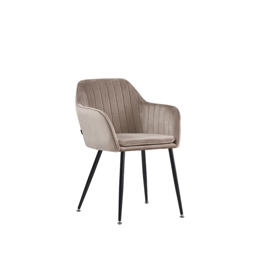 Chaise kanvas pieds metal velours Moka/Ref:5 | MULTI-AFFAIRES