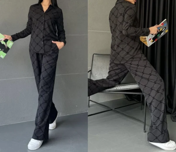 Chanel Paris Pants and Shirt Black | MASSIMOLUXURYOUTLET