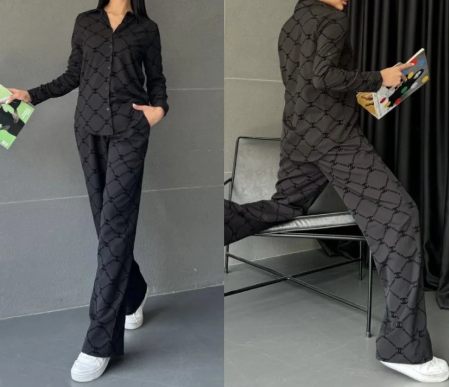 Chanel Paris Pants and Shirt Black | MASSIMOLUXURYOUTLET