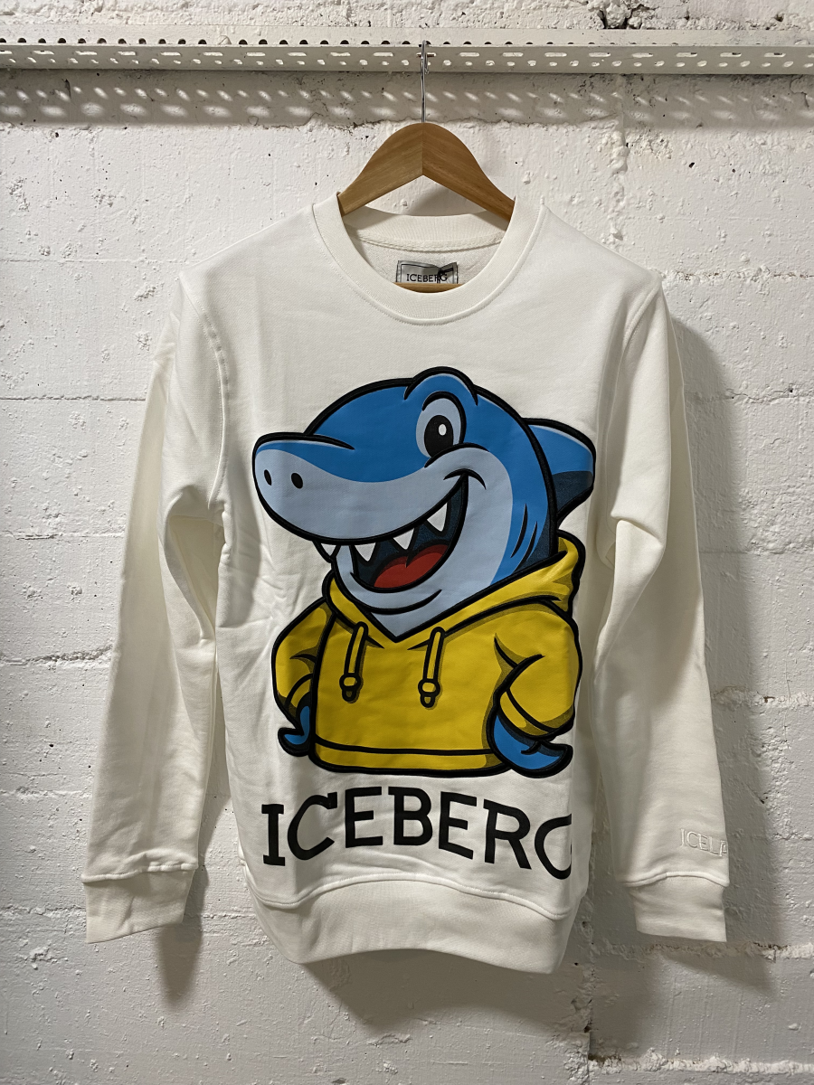 Iceberg Shark Men Cotton Sweatshirt White | MASSIMOLUXURYOUTLET