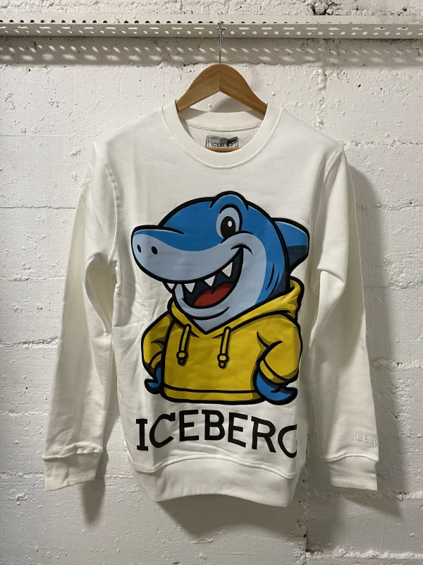 Iceberg Shark Men Cotton Sweatshirt White | MASSIMOLUXURYOUTLET