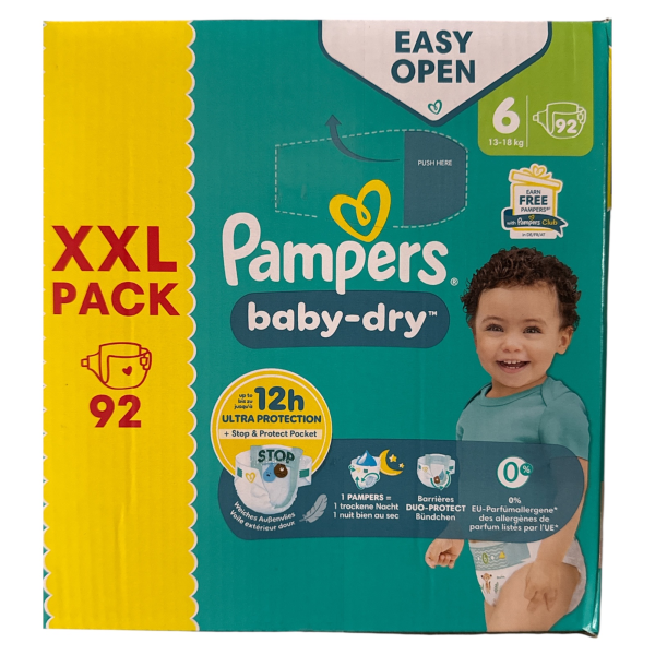 Taille 6 Couches Baby-Dry PAMPERS (92 couches) | Miniprix