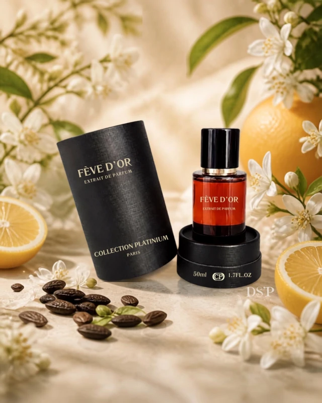 Fève d'Or - Extrait de Parfum Homme - Collection Platinium | Dîna Shop'