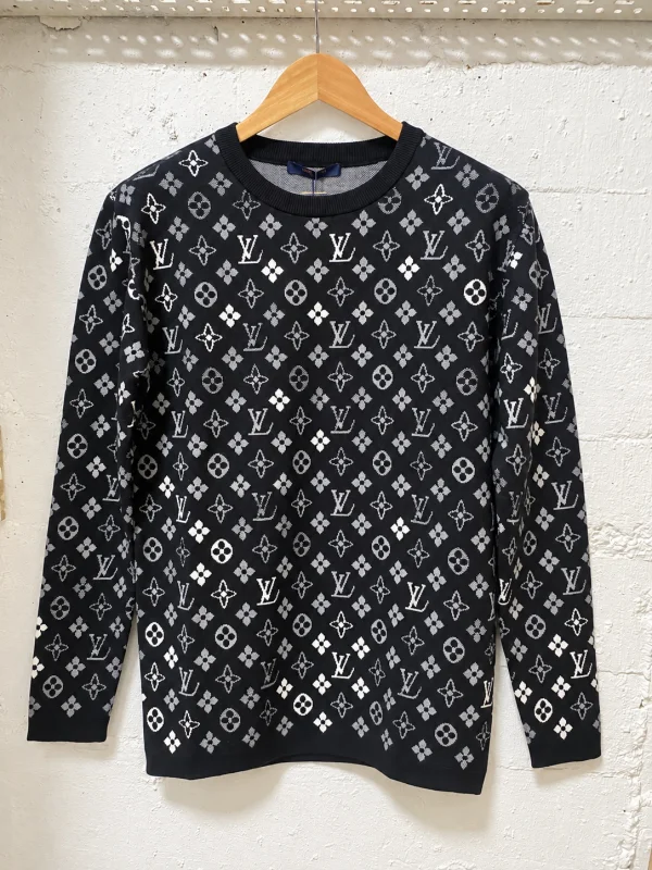 Louis Vuitton Black Monogram Jacquard Sweater | 