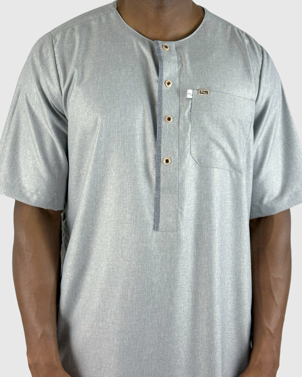 QAMIS  GRIS CLAIR MANCHES COURTES BOUTONS DORÉS - ZEIN | AMCOSMETIK