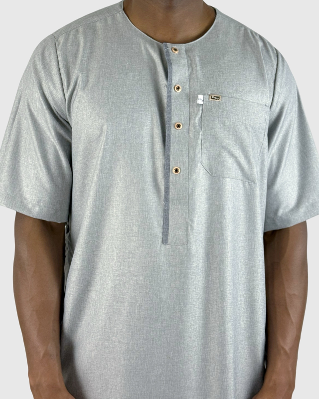 QAMIS  GRIS CLAIR MANCHES COURTES BOUTONS DORÉS - ZEIN | AMCOSMETIK