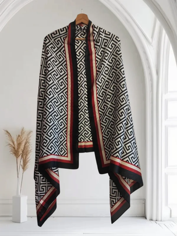 Écharpe en Soie (Black & White asymétrique) | Les Élixirs Parfumés