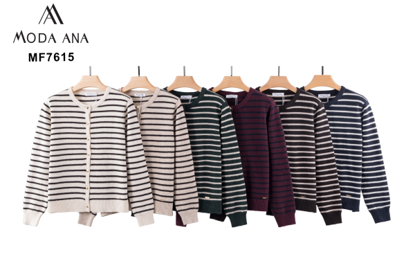 Casaco Riscas Elegantes Moda Ana | Sublime Moda Feminina