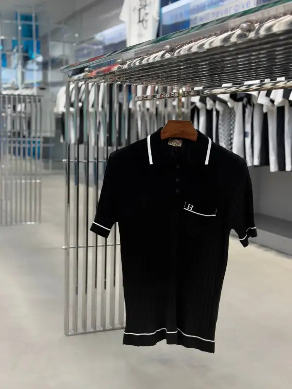 Hermes Paris Knitwear Polo Shirt Black | MASSIMOLUXURYOUTLET