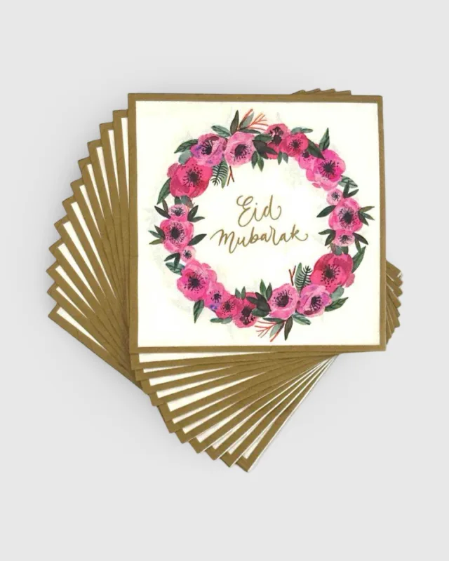 LOTS 6 SERVIETTES EN PAPIER EID - FLEURS ROSES (33x33CM) | AMCOSMETIK