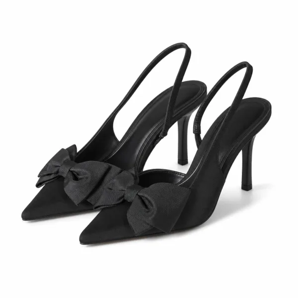 Escarpins slingback satin à nœud | Deal Only One