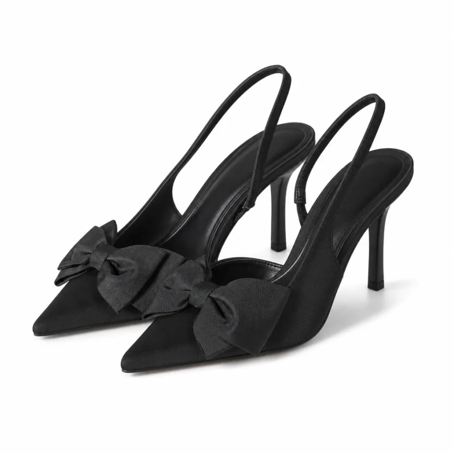 Escarpins slingback satin à nœud | Deal Only One