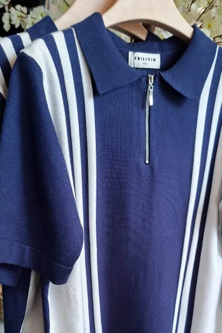 -20% Polo de Malha Vintage Blue & White | Definne