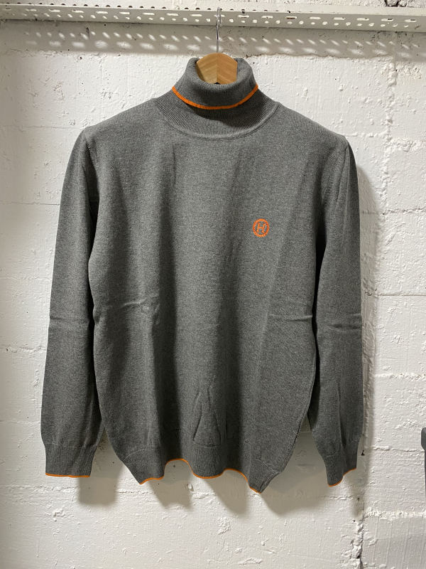 Hermès Grey Turtleneck Sweater Orange Details | 