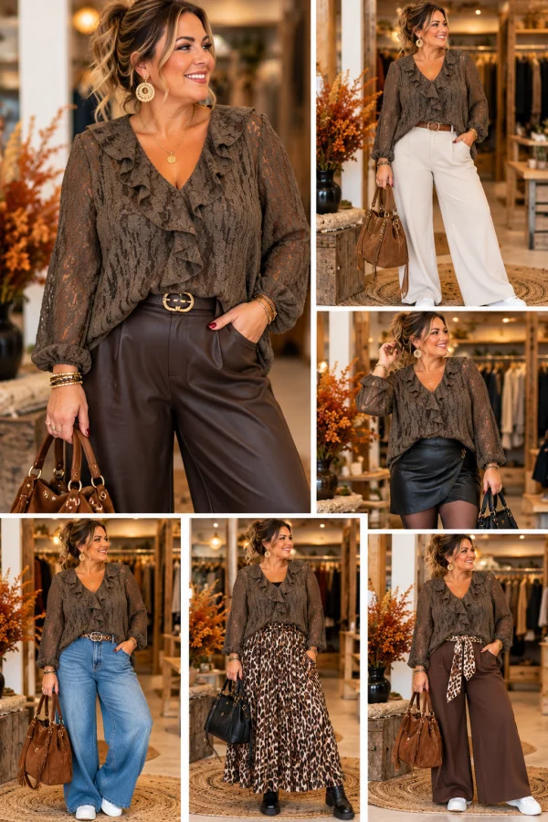 Blouse " celestine " marron 38 au 50 | Les Chics Filles by Sab