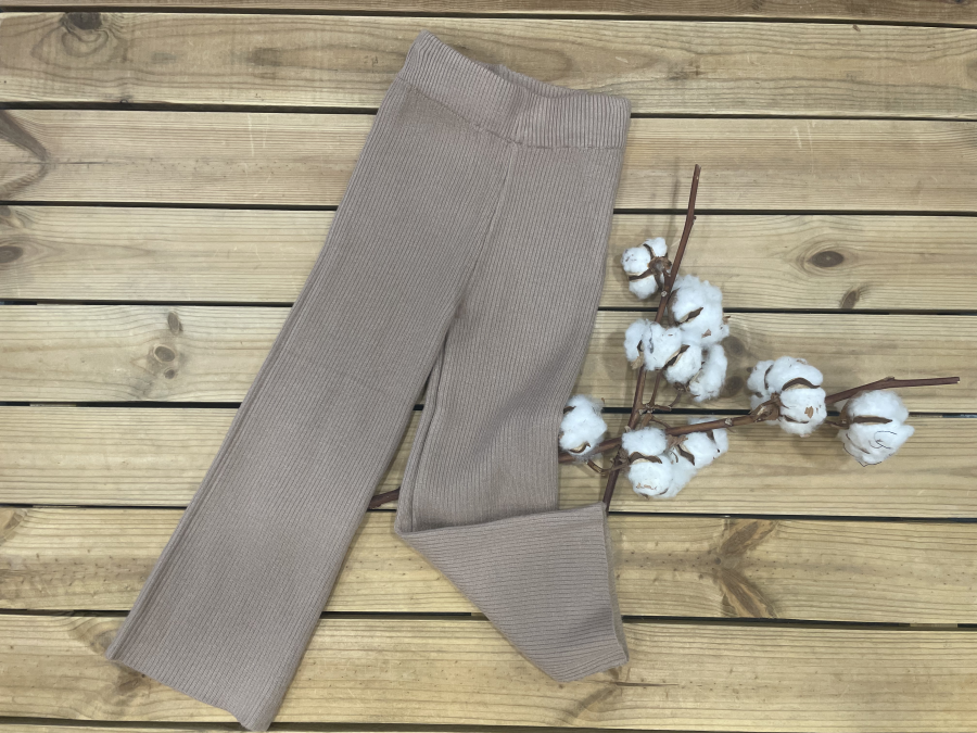 Pantalon flaire tricot beige | Lena in Love 